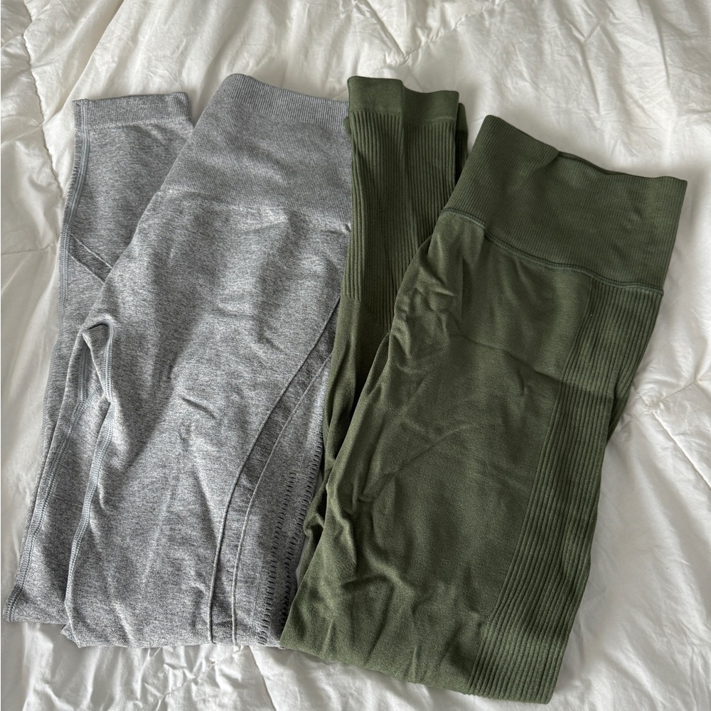 Workout legging Set of 2 gray and green size large